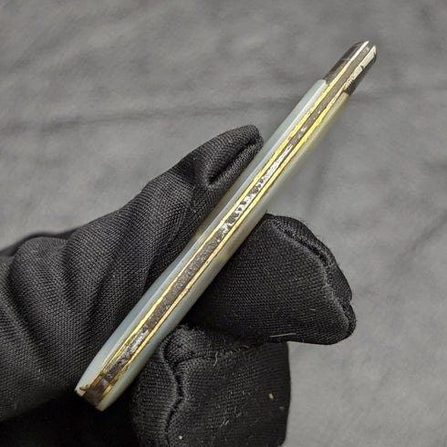 1896 British Antique White Pearl Shell Handle Pure Silver Blade Folding Pen Knife